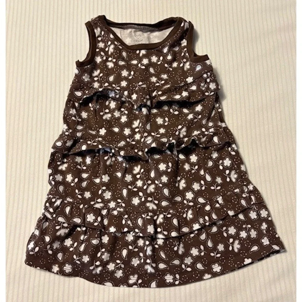 Old Navy tank dress brown with flowers size 6-12 months, layer style dress
